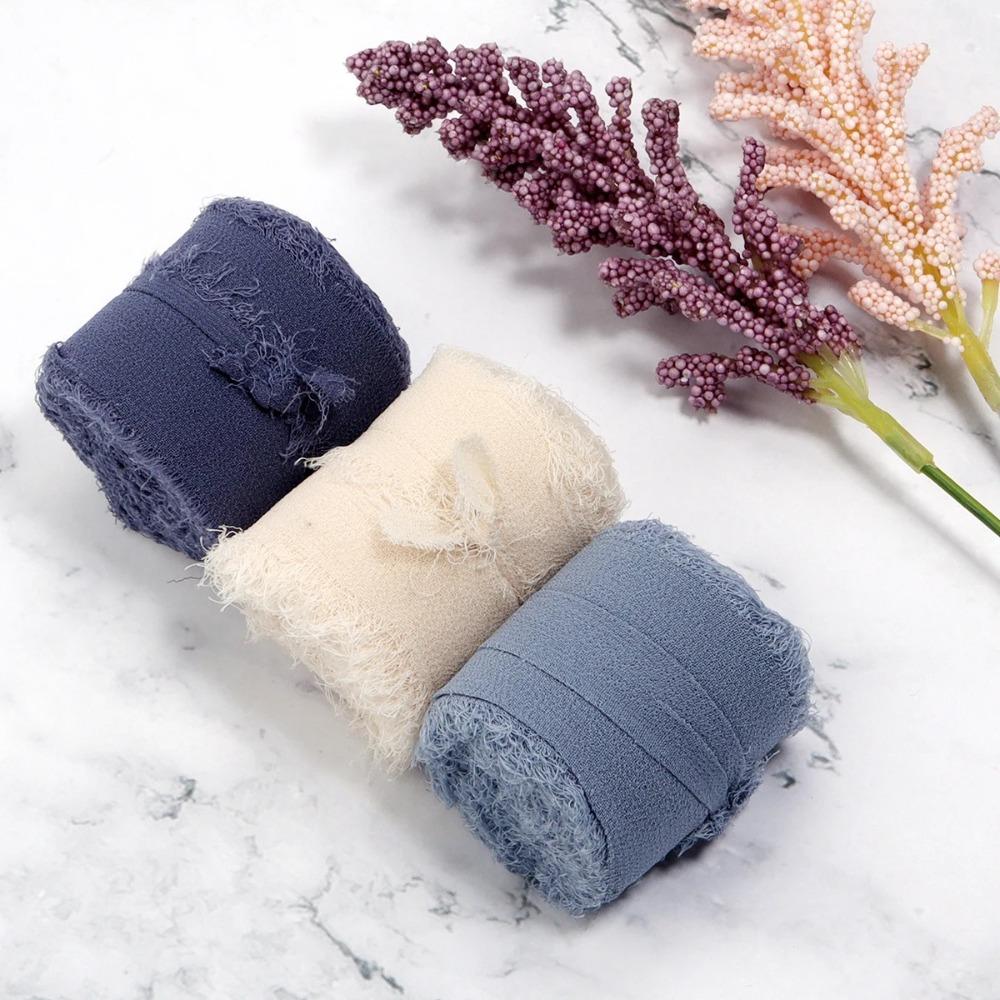 

4Pcs/Bag Frayed Edged Chiffon Silk Ribbon Silk Material DIY Ribbon Handmade Ribbon Bouquets Making Style 1