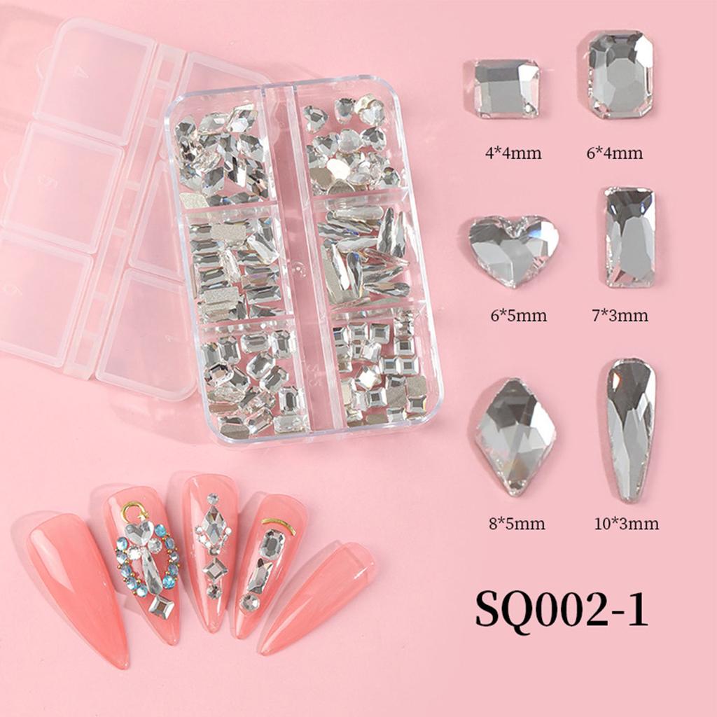 Clear Nail Rhinestones Crystal Nails Gems Stones Mixed Flat Back Rhinestones Diamonds Gems for DIY Nail Art Supplies