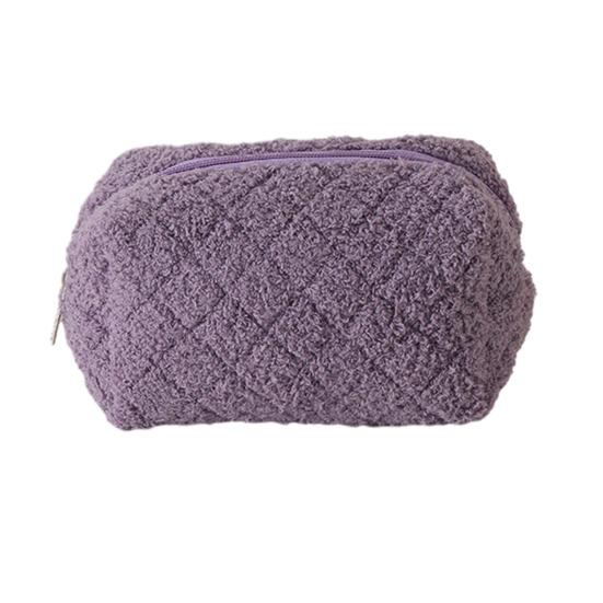 Estojo de Lápis Cor Sólida Grande Capacidade Fechamento com Zíper Bolsa de Lápis Pelúcia Macia Organizador de Papelaria Infantil