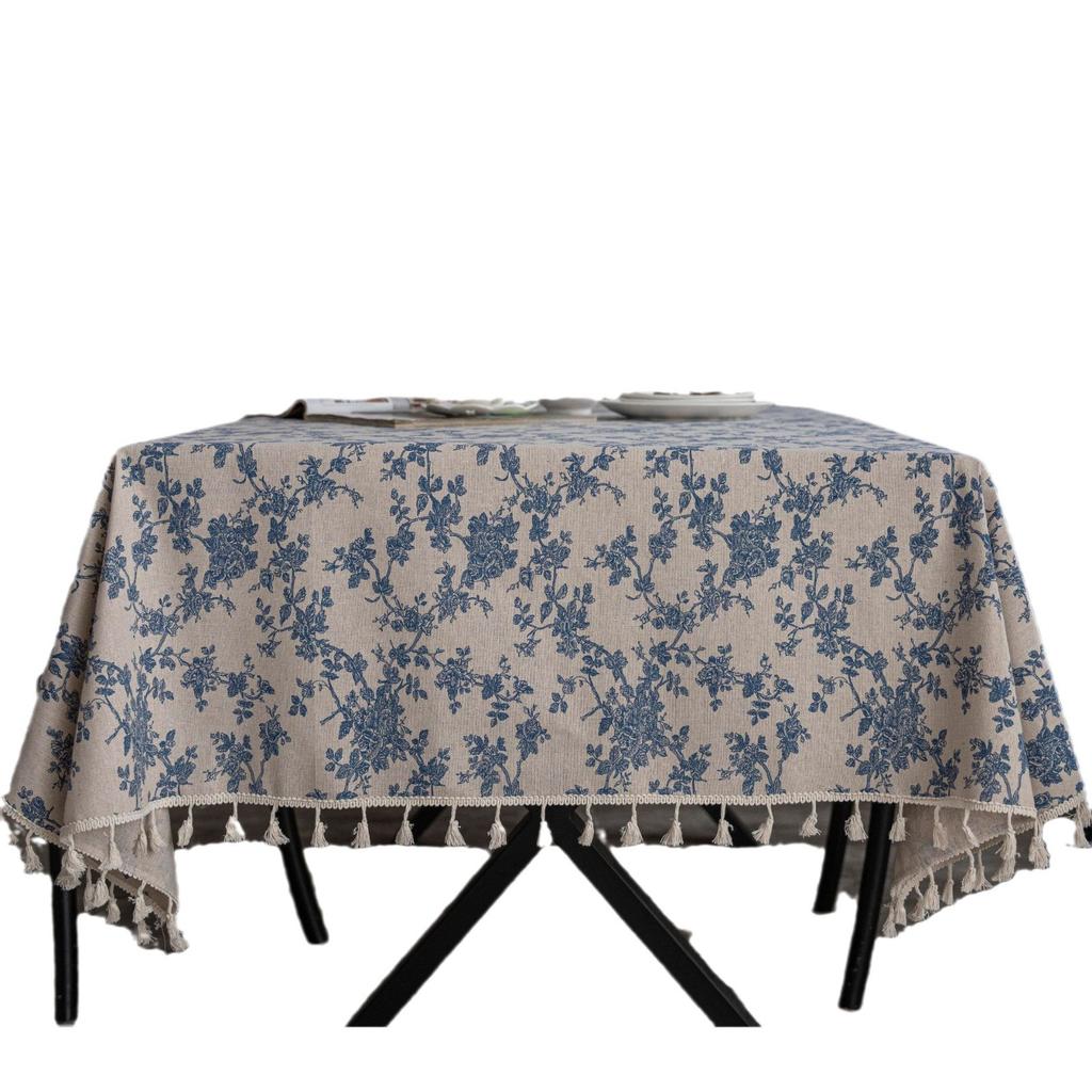 Cloth Dad Explosion Retro Orchid Cotton And Linen Fringed Rectangular Dining Table Tablecloth Coffee Table Tablecloth