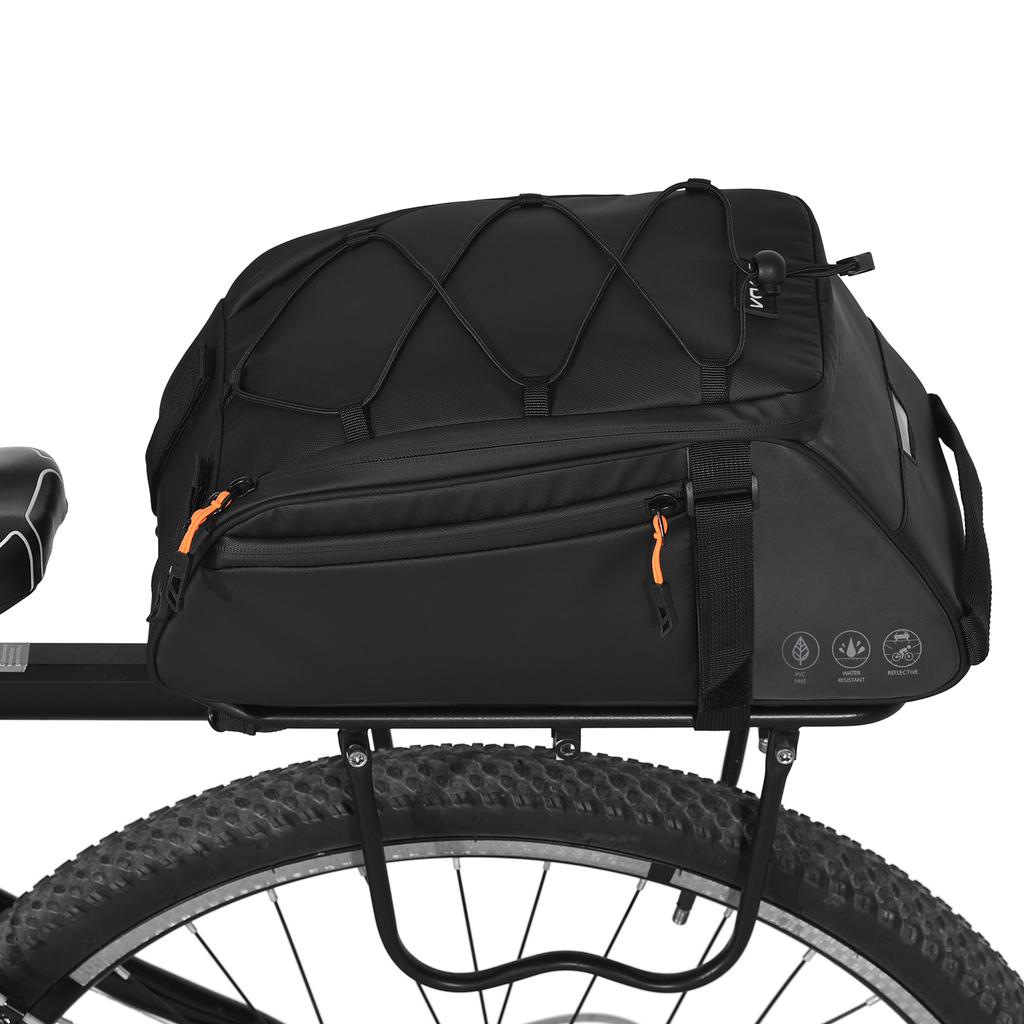 3-in-1 Bicycle Bag Reflective Bike Saddle Bag Waterproof Bike Rear Rack Bag with Shoulder Strap