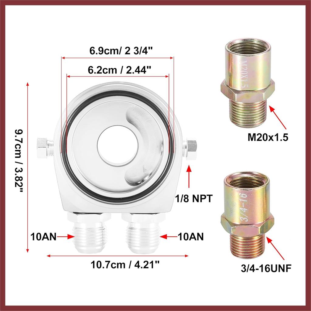 Universeller Auto-Aluminiumlegierung Ölfilterkühler Sandwich-Gewindeplattenadapter Ölkühlersatzteile Silberton M20x1.5 1/8 NPT Ersatzteile