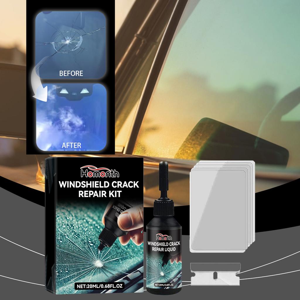 HOMONTH Car Windshield Windscreen Glass Repair Resin Kit Auto Vehicle Casement Fix Tool Car Windshield Cracked Repair Glue