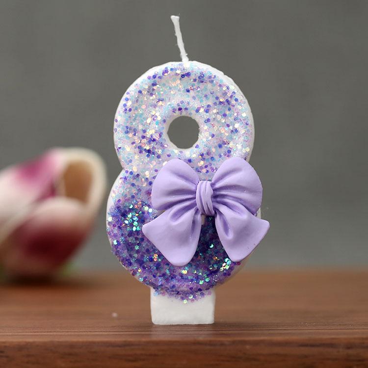 Cute Pink Bow Children's Birthday Candle Decoration for Cake