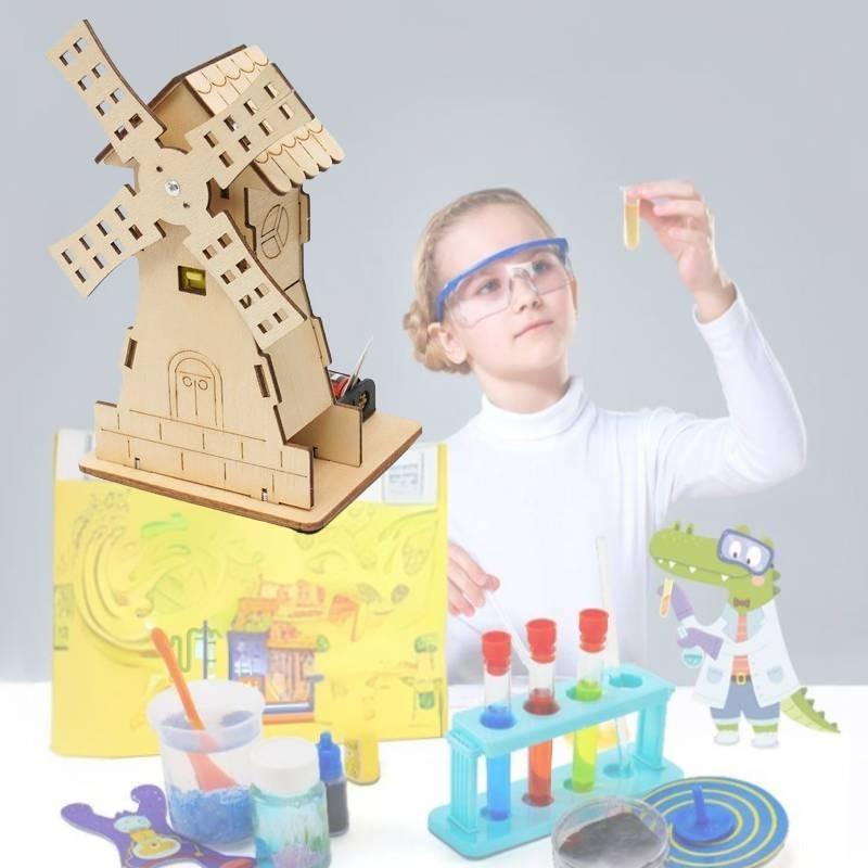 Maison à vent électrique personnalisable en bois à monter soi-même, jouet éducatif STEM pour les élèves