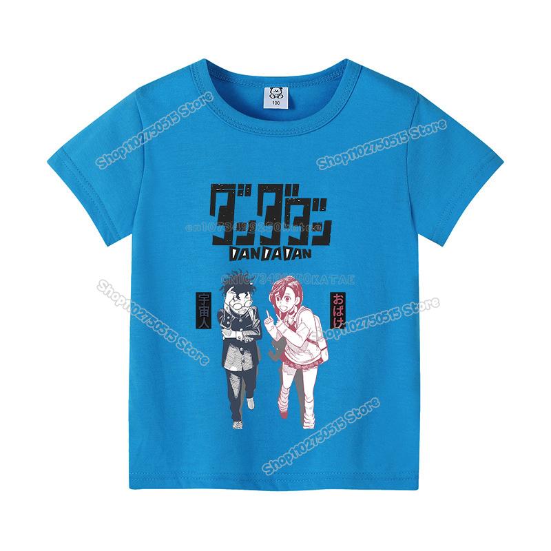 Dandadan Children T Shirt Boy Girl Summer Clothes Anime Movie Kids Short Sleeve Tee Shirt Cartoon Casuall Toddler Cotton Tops
