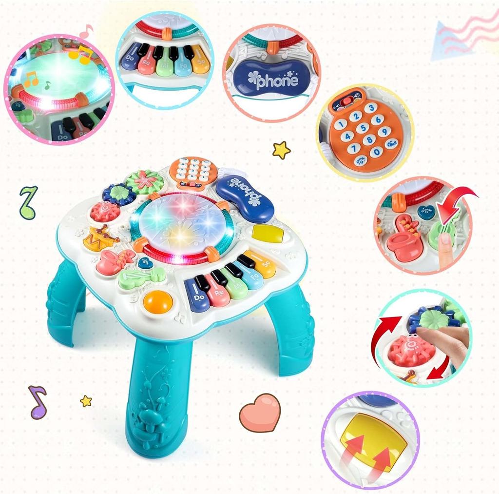 Child Table Activity Baby Musical Instrument Games, Education Music Activity Toy, Multi Functional Learning Table With Accessori