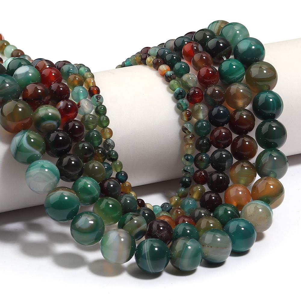 1 Strand Natural Peacock Stripe Agate Stone Beads Round Loose Beads For Jewelry Making DIY Bracelet Accessories 4/6/8/10/12mm