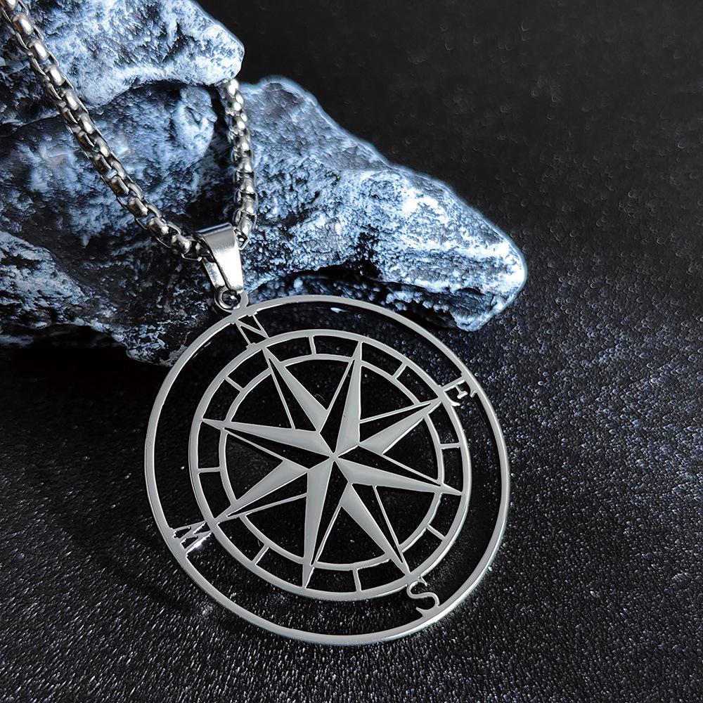 New Starry Sky Compass Compass Necklace Men and Women Fashionable Titanium Steel Necklace Jewelry
