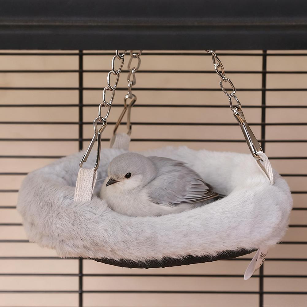 S/M Winter Parrot Plush Hanging Nest Warm Cozy Bird Nests Hut Swing Bird Cage Accessories for Parrot Lovers Owner