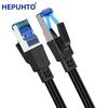 Cat8 Blue & Black Braided Network Cable, 40Gbps Flat Patch Cord, Pure Copper 7x0.1mm Shielded