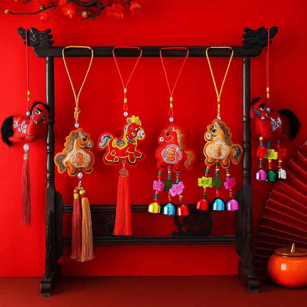 Chinese Red Chinese New Year Incense Packet Embroidered Zodiac Spring Festival Bell Pendant Festival Atmosphere with Tassel