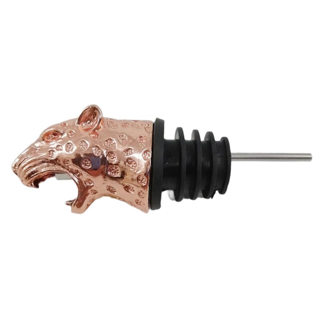 Elegant Zinc Alloy Leopard Head Wine Pourer Stopper Bottle Stopper Metal Texture for Wine and Home Decor Enthusiasts