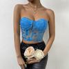 Výšivka Spliced ​​Lace Flower Sexy tílka dámská Fishbone slim Fit letní vesta pro ženy Camis s ocelovým prstenem Elegantní tílka bez ramínek 24443