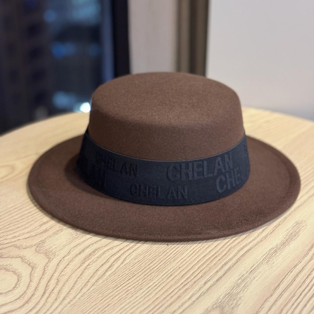 Wool Letter Hat for Women Autumn and Winter Ins Korean Style Versatile Flat Top British Style European and American Fashion Flat Brim