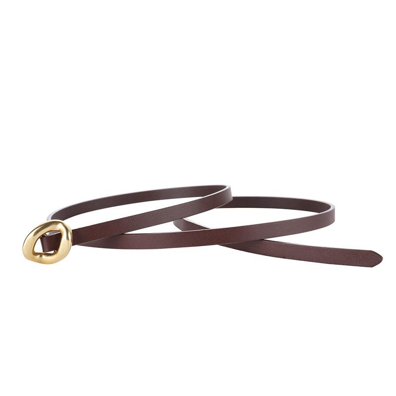 Thin Belt for Women, Fashion Waist Belt for Dress Shirt, Adjustable Knot Skinny Belt Elegant and Simple Gold Buckle Woman Belts