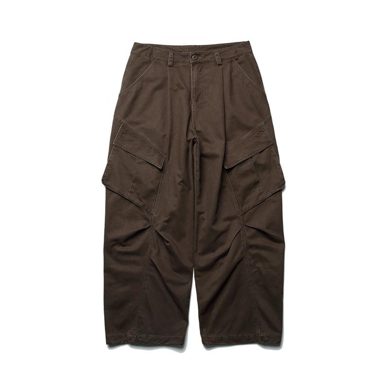Lente en Herfst retro grote zak casual broeken heren en dames trendy merk losse casual Maillard koffiekleurige utility broeken trend