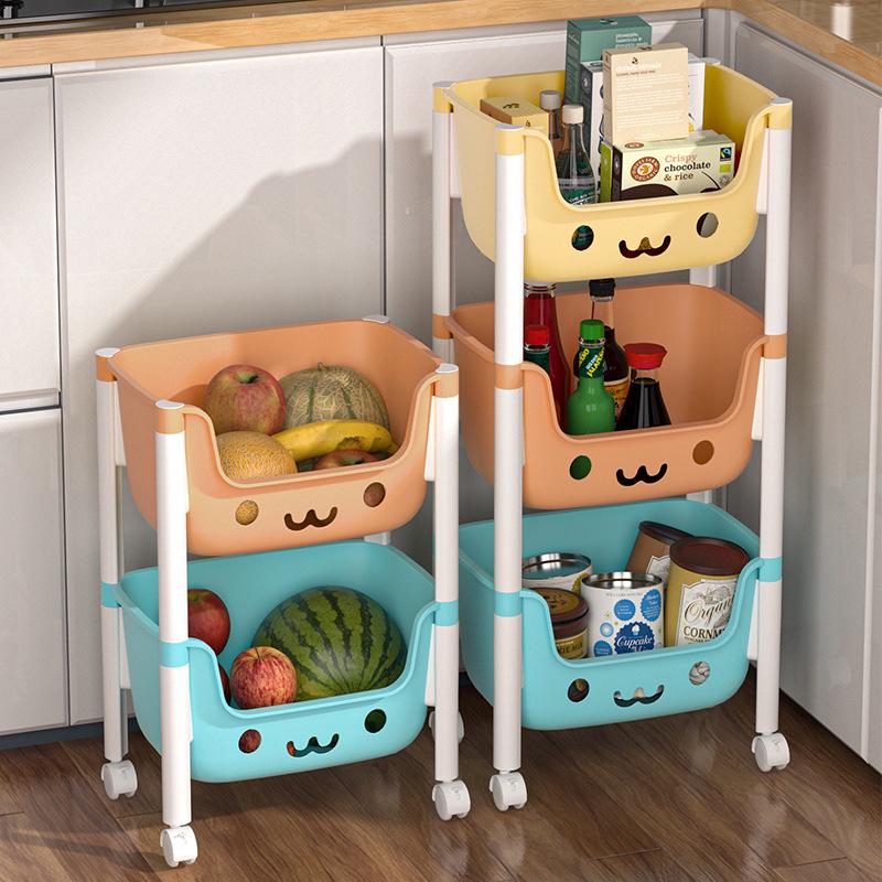Children's Floor-Standing Trolley Bookshelf & Toy Organizer