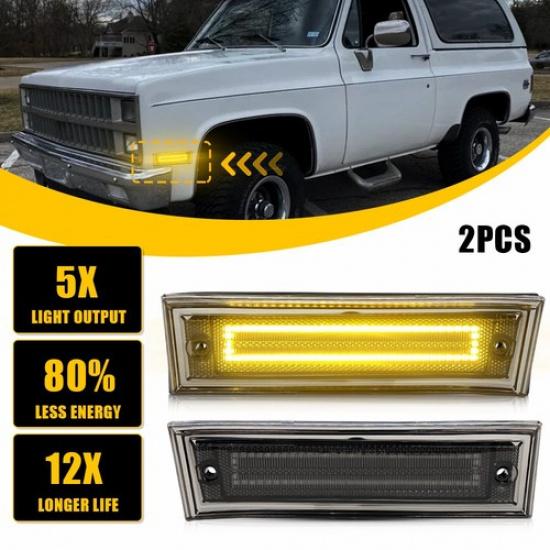 2pcs Left&Right LED Light Side Marker Front Amber for Suburban Chevy 1981-1991