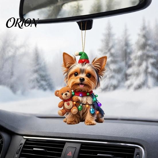 2D Acrylic Holiday Pendant Christmas Animal Ornaments, Cute Flat Hanging Decorative Festival Ornament Decoration for Xmas Tree, Winter Party,