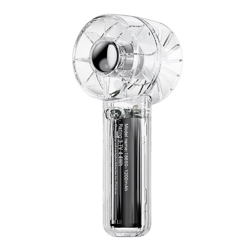 2026 Transparent USB Handheld Fan with Seven-Color Light and Lanyard for Outdoor Use 55x53x138mm белый