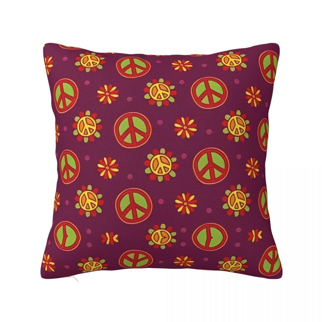 Frieden Blume Liebe Muster Kissenbezug Polyester Kissenhülle Dekorativ Geheimnisvoll Kissenbezug Abdeckung Zuhause Reißverschluss 4040cm
