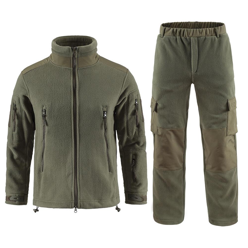 No. 2 fleece suit, stand-up neck zipper jacket, outdoor fleece jacket ski suit. S зелёный