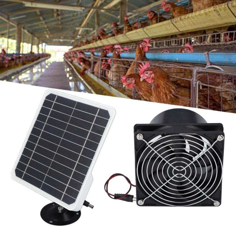 6.5 Inch Solar Powered Exhaust Fan 50W 12V ABS Monocrystalline Silicon Solar Panel Ventilation Fan Kit For Round Pipe Pet House