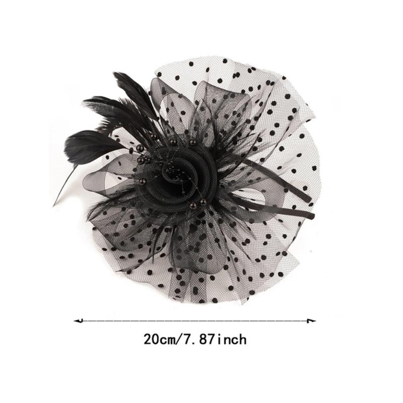 Feather Fascinator Hat Tulle Top Hat For Bridal Shower And Theme Parties Cocktail Party Gathering Dressingup Headpiece