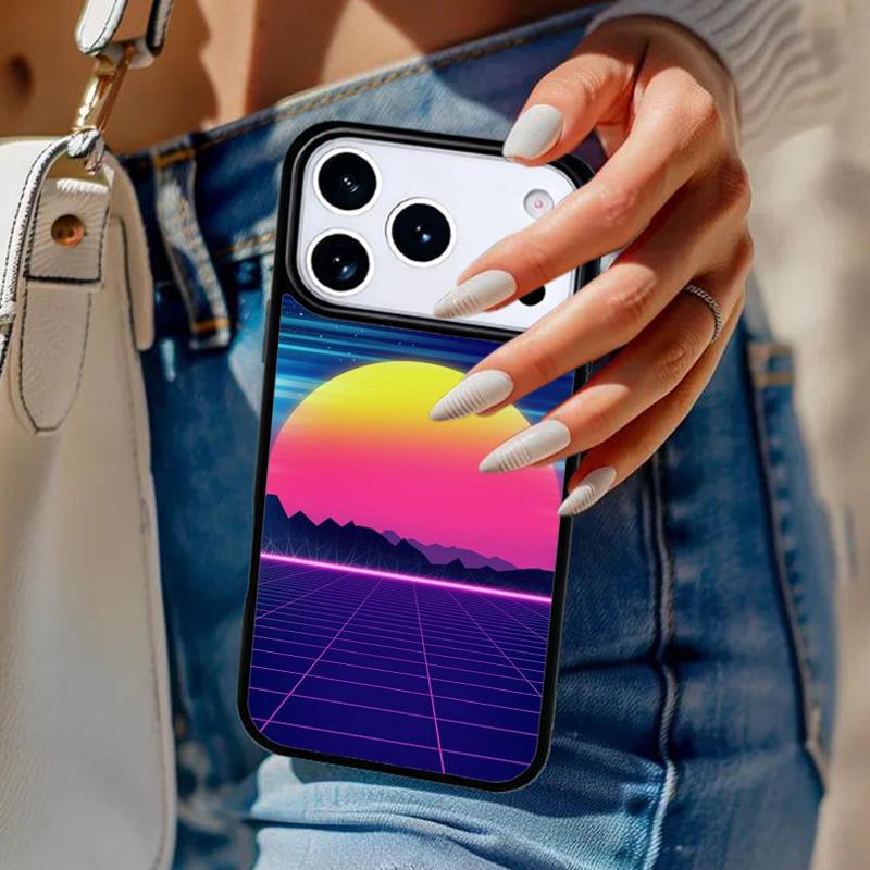 Synthwave Sun Neon 80's Phone Case For iPhone 17 Air 14 15 13 12 Max Cover For Apple 16e 11 Pro Max Plus Coque