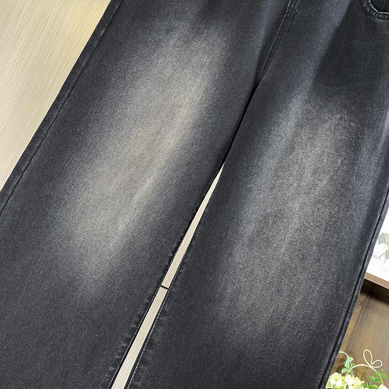 Dimanaf 2025 Plus Size Autumn Basic Elastic Jeans New Black Pants Women Loose Denim Trousers Big Casual Pants 6XL
