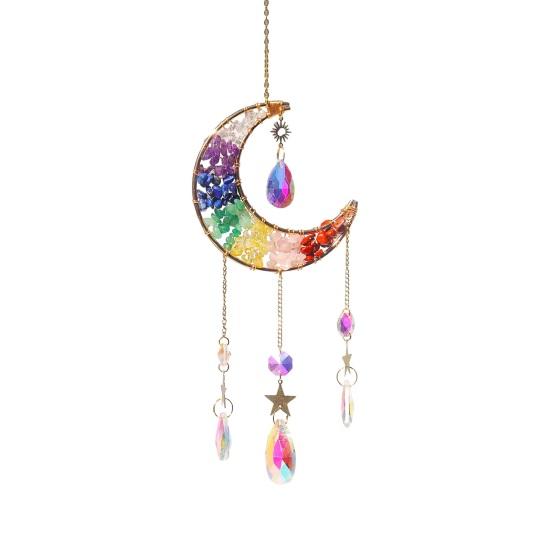 Colorful Crystal Suncatcher Hanging Sun Catcher for Windows Moon Shape