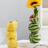 Orange Lemon Watermelon Fruit Model Vase Ceramic Crafts Flower Holder  Living Room Desktop
