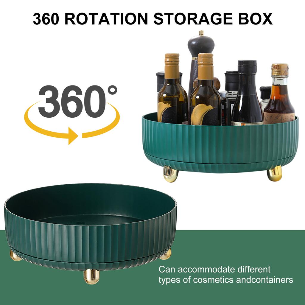 360 Rotation Non-Skid Spice Rack Pantry Cabinet Turntable with Wide Base Storage Bin Rotating Organizer for Kitchen Seasoning