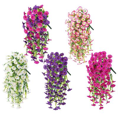 1/2pcs Artificial Fake Hanging Plants Flowers Faux Silk Morning Glory Long Vines for Home Garden Porch Patio Plant Outdoor Decor