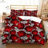 Vintage Wine Red Rose Print Quilt Cover Bedding Set Quilt Cover Pillowcase Romantic Valentine's Day Gift Three-Piece Set