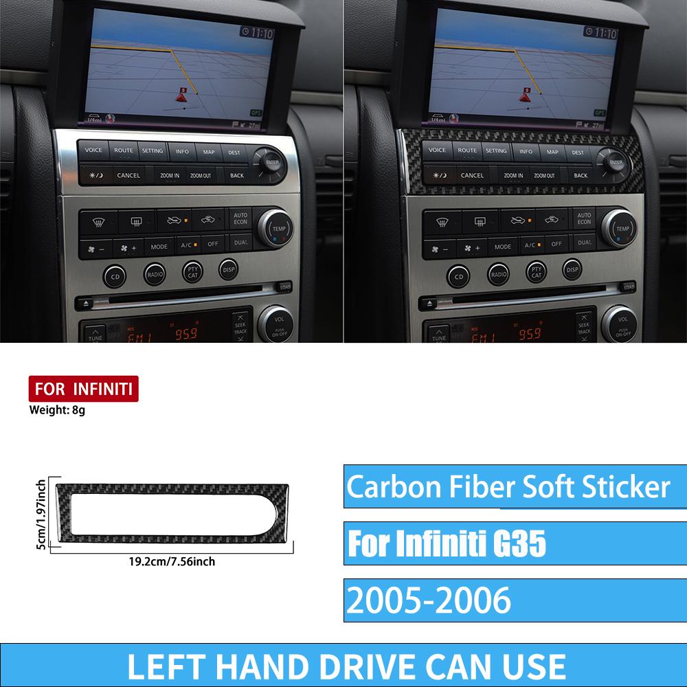 Real Carbon Fiber Car Accessories Dashboard Gear Shift Decorative Trim Cover Soft Sticker For Infiniti G35 V35 CV35 2005-2006