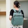 Dual Shoulder Large-Capacity Solid Color Multifunctional Mom Bag with Insulated Milk Bottle Storage.