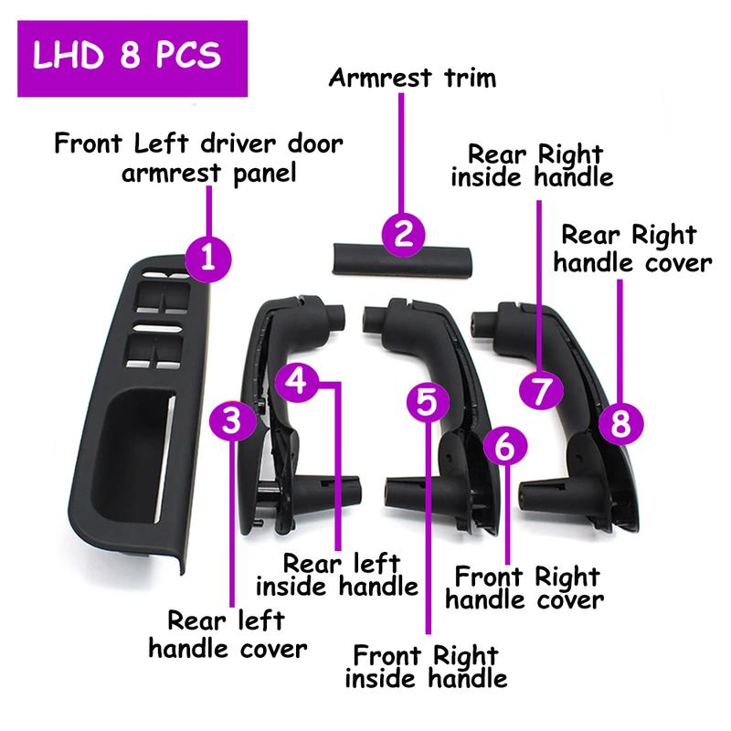 Golf 4 MK4 Jetta LHD Carbon Fiber Front Rear Left Right Door Handle Set Replacement For Volkswagon VW Bora 1999-2004