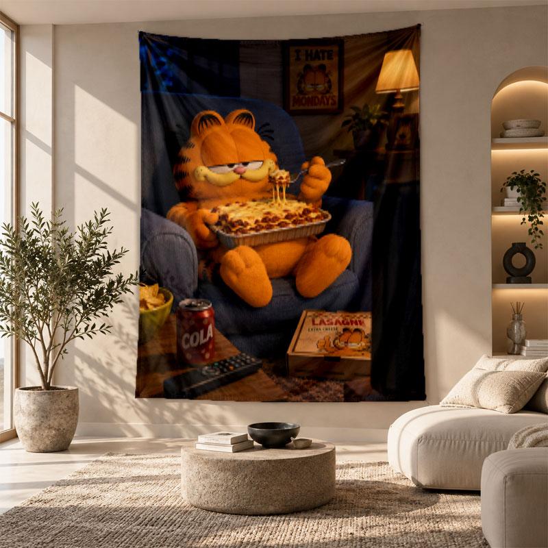 Decorative Tapestry,Garfield Cartoon Printed Wall Art, Lightweight Wall Hanging For Bedroom Background