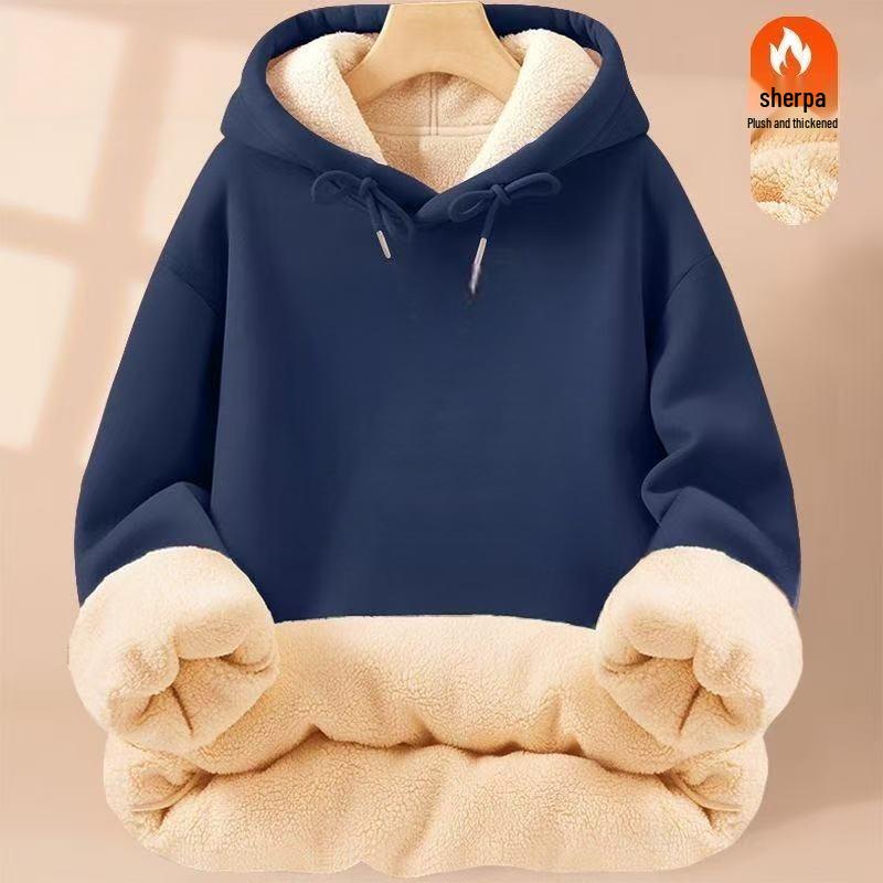 Men's Lambswool Hooded Sweatshirt: Autumn/Winter Thick, Warm, Loose Fashionable Jacket