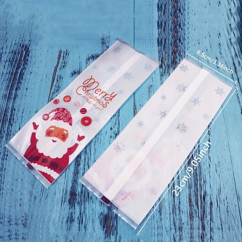 50pcs-Christmas Candy Packaging Cookie Bag Flat Pocket Pastry Bag Biscuit Bag