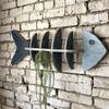 Nautical Wooden Fishbone Wall Decor Rustic Skeleton Fish Floating Shelf Coastal Wall Mounted Display