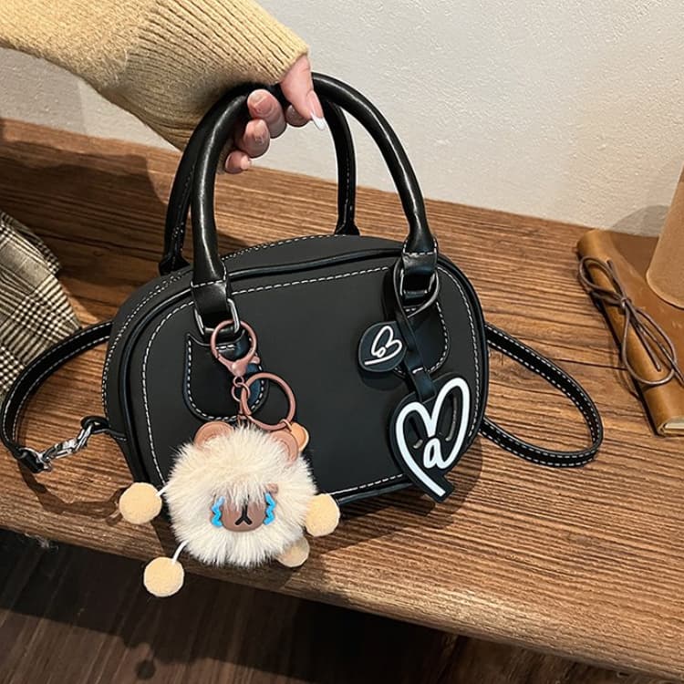 Splicing leather design dating versatile mini bag чёрный