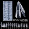 150pcs Coffin Shape Sandwich Nail Forms Almond Shape Natural Clear Nail Art Tips No-Trace with Auxiliary Line