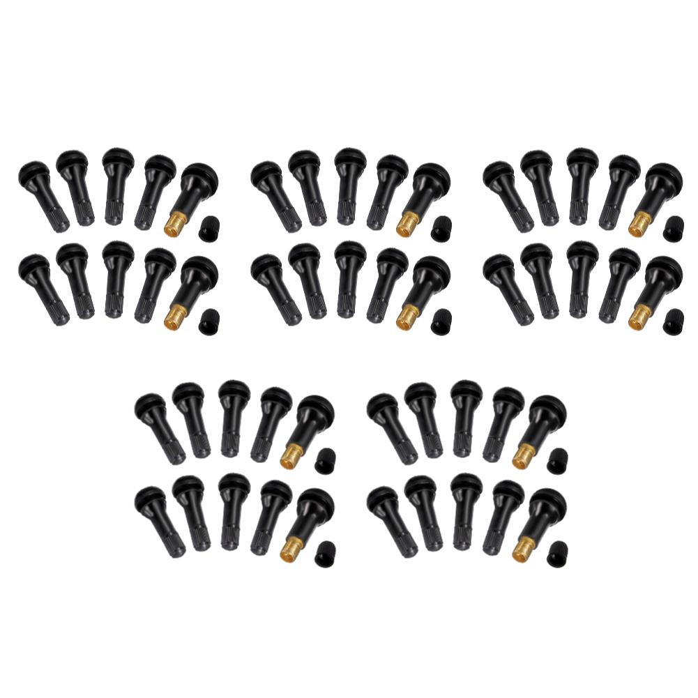 10-50PCS TR413 Tubeless Car Wheel Tire Valve Stems with Caps Tyre Rubber Valves with Dust Caps Black Rubber Valve Stems