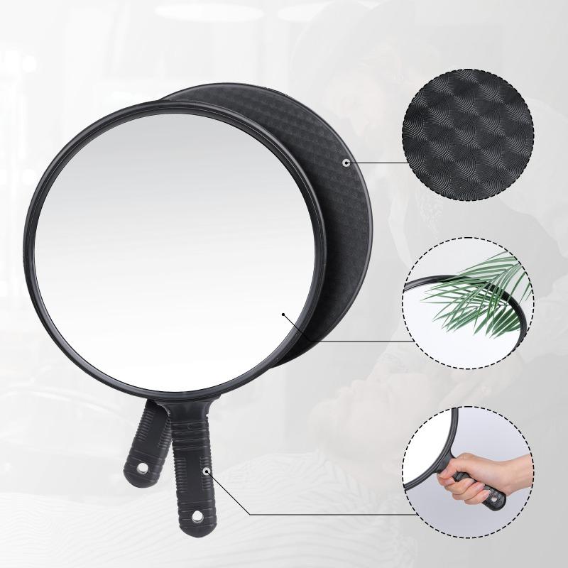Large-sized Handheld Mirror for Beauty and Hair Care, Round Handle, Makeup and Rearview Mirror