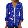 Women's Shirt Blouse Outerwear Print 3/4 Length Sleeve Casual Holiday Basic Button Tops