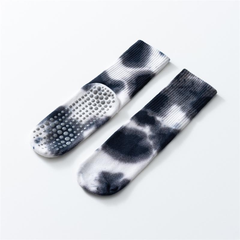 New Printed and Dyed Yoga Calf Socks Cotton Anti Slip and Contrasting Color Floor Socks