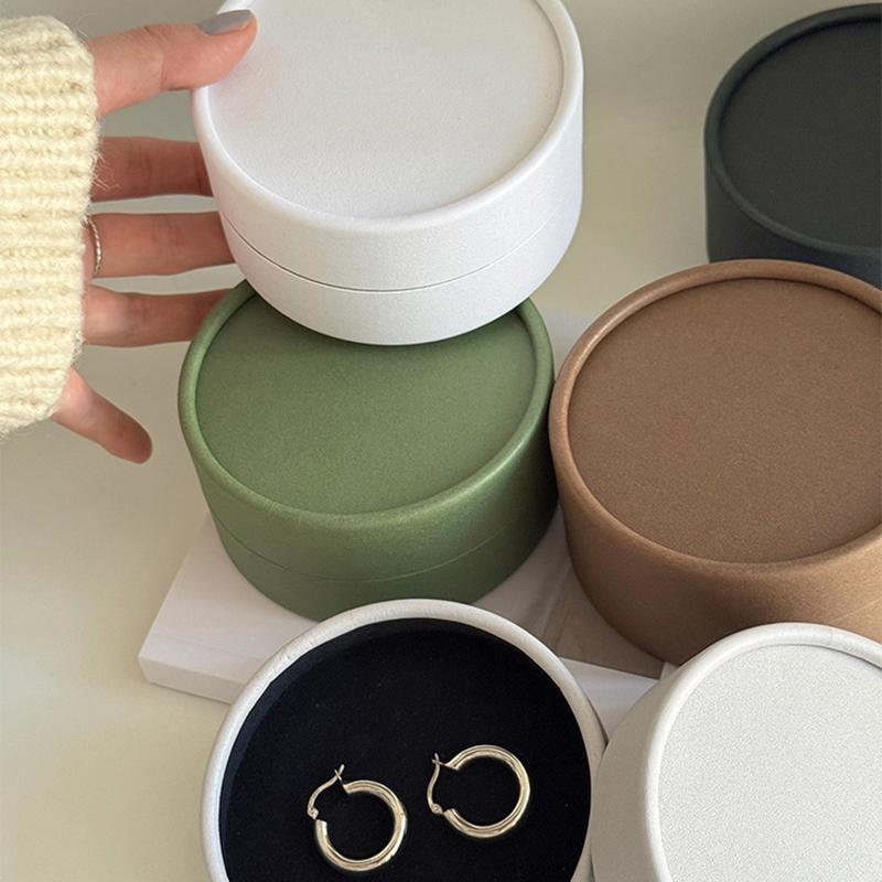 Round Jewelry Storage Box Slotted Earrings Holder Portable Paper Organizer for Bedroom Vanity Trip Small Gift for Girls